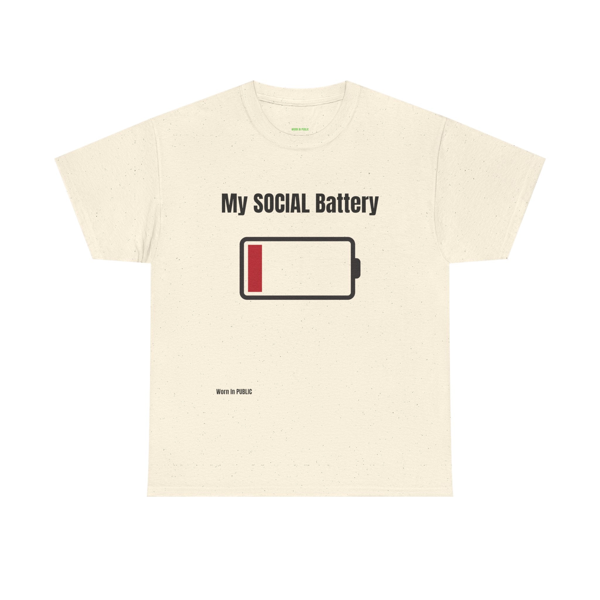 Low Battery Social Battery T-Shirt | Funny Introvert Graphic Tee
