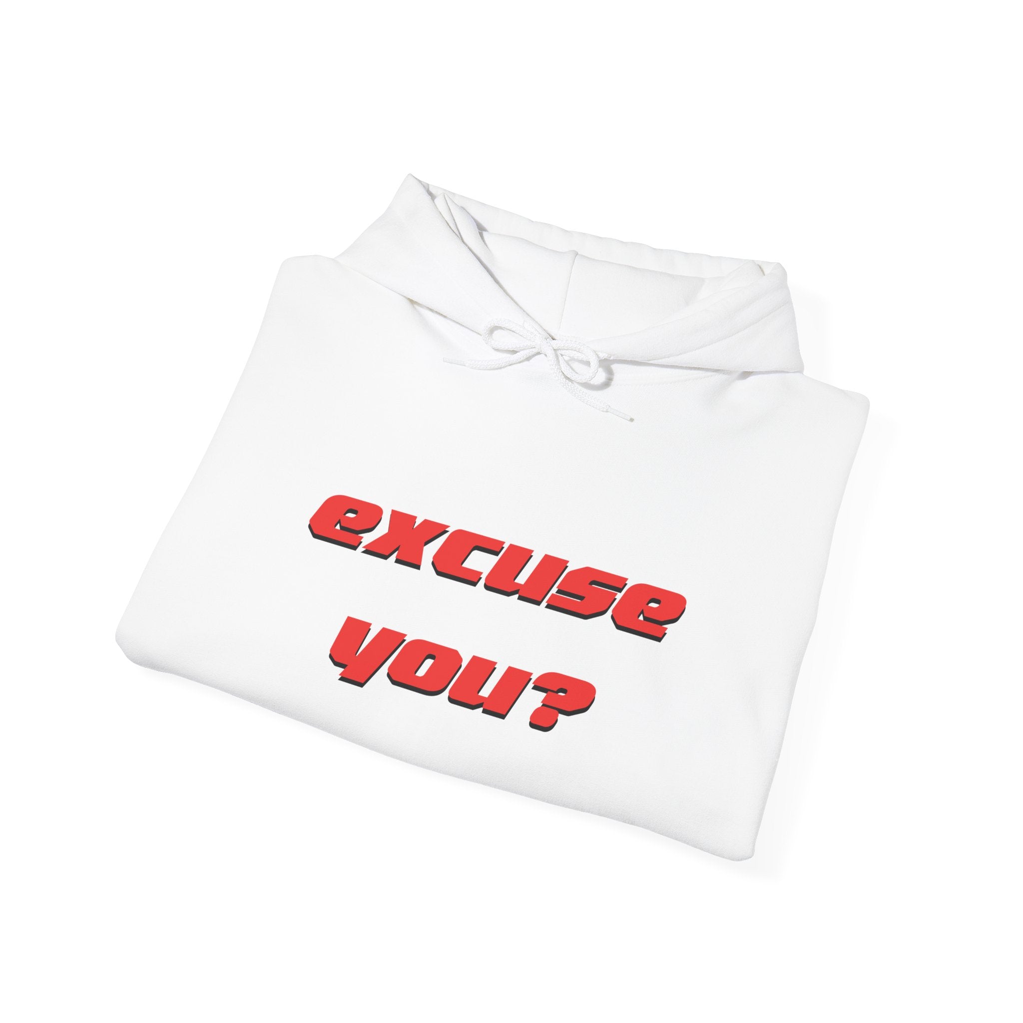 Excuse You? Hoodie | Retro Red Text Graphic Pullover