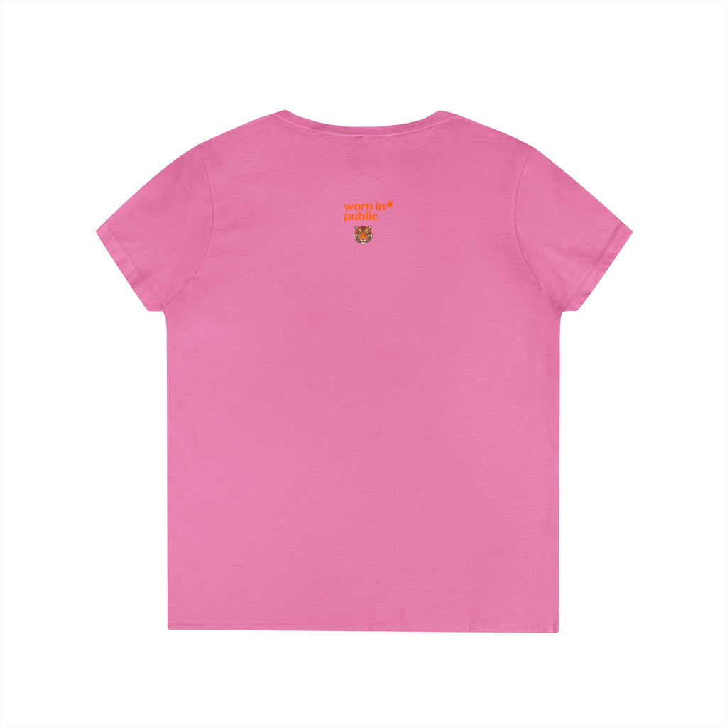 Kitten or Tiger? V-Neck T-Shirt | Cute Cat Illustration Pastel Graphic Tee