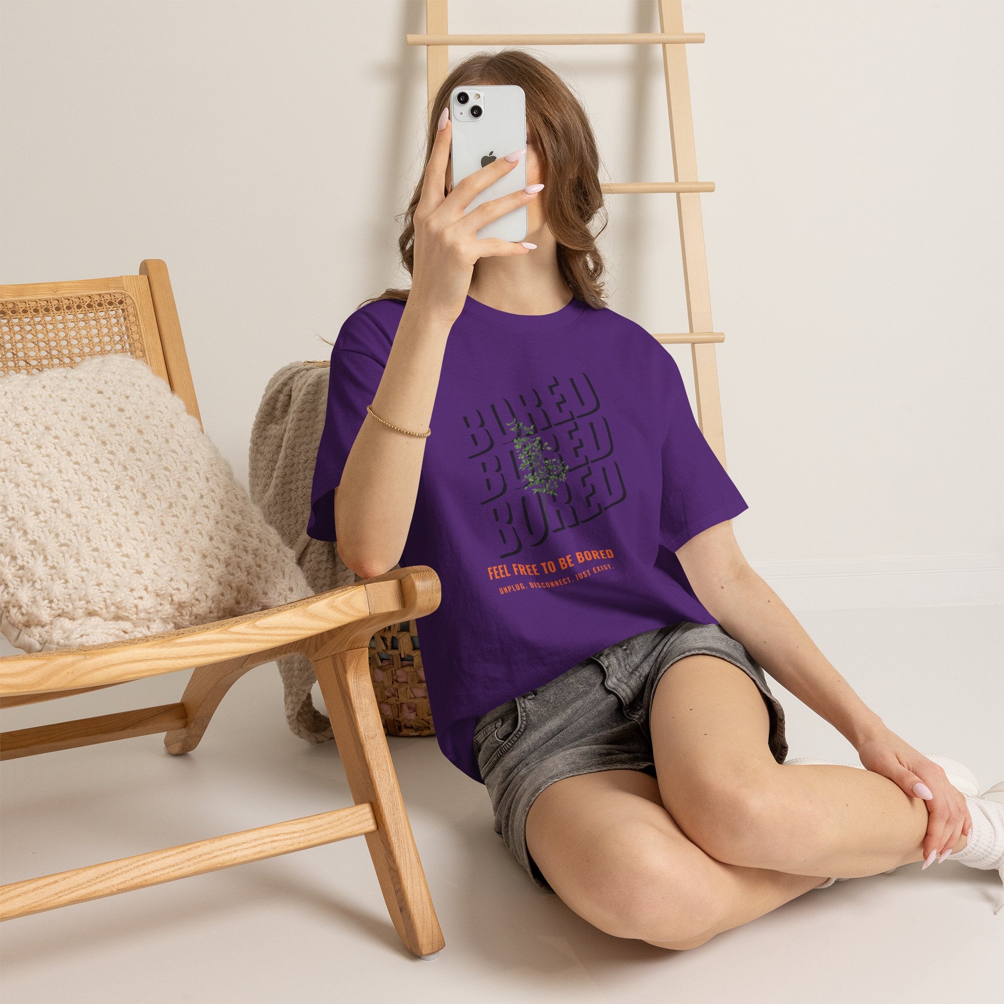 Unisex Botanical Tee — "Feel Free to Be Bored" Graphic T-Shirt