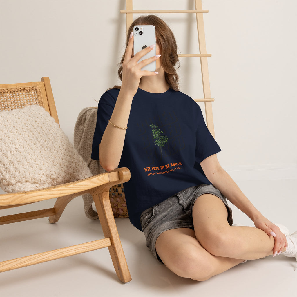 Unisex Botanical Tee — "Feel Free to Be Bored" Graphic T-Shirt