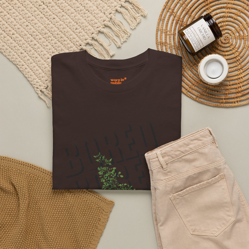 Unisex Botanical Tee — "Feel Free to Be Bored" Graphic T-Shirt